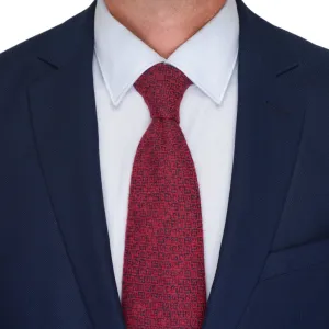 Red Classic Motif Virgin Wool Tie