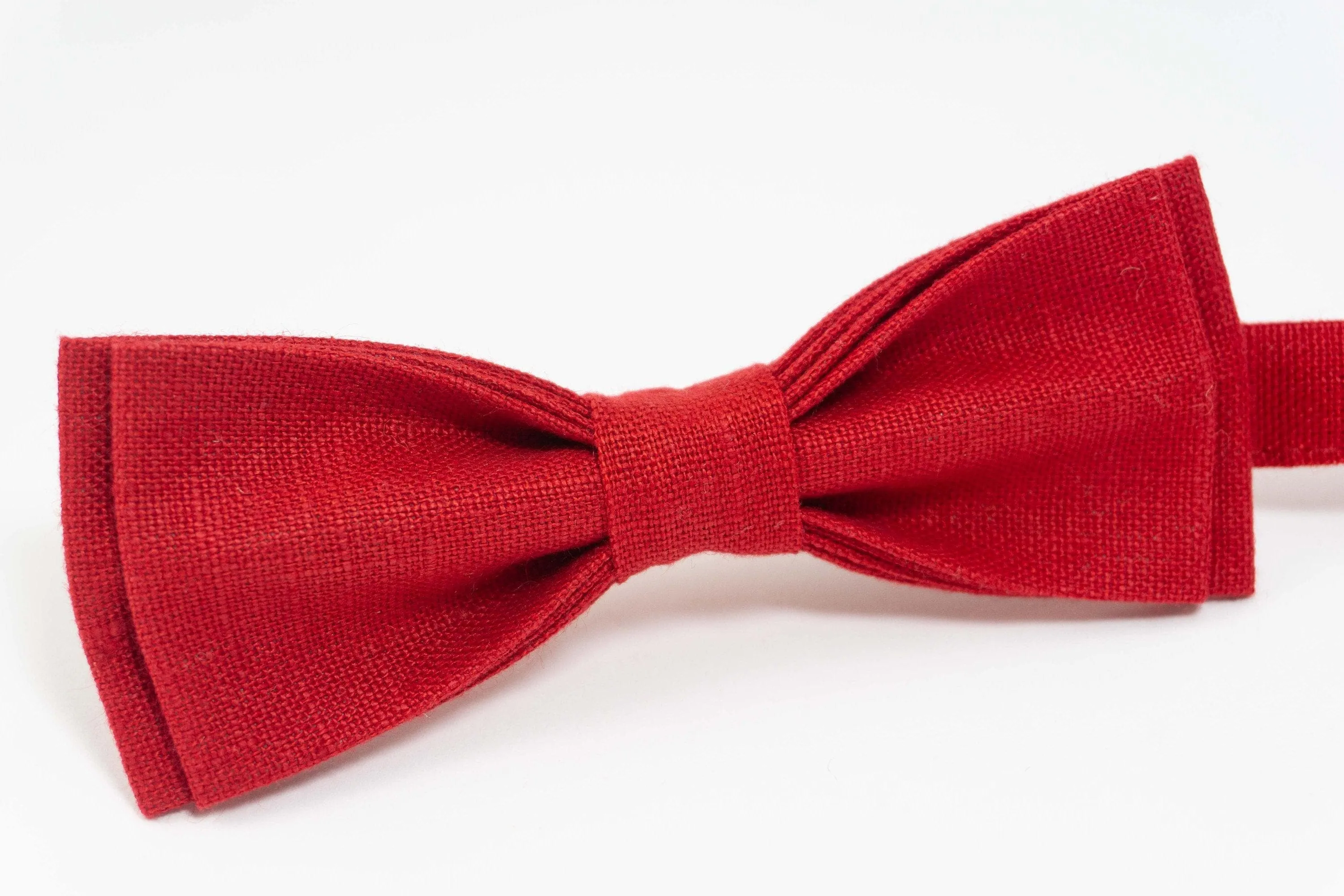 Red color linen bow ties | wedding bow ties