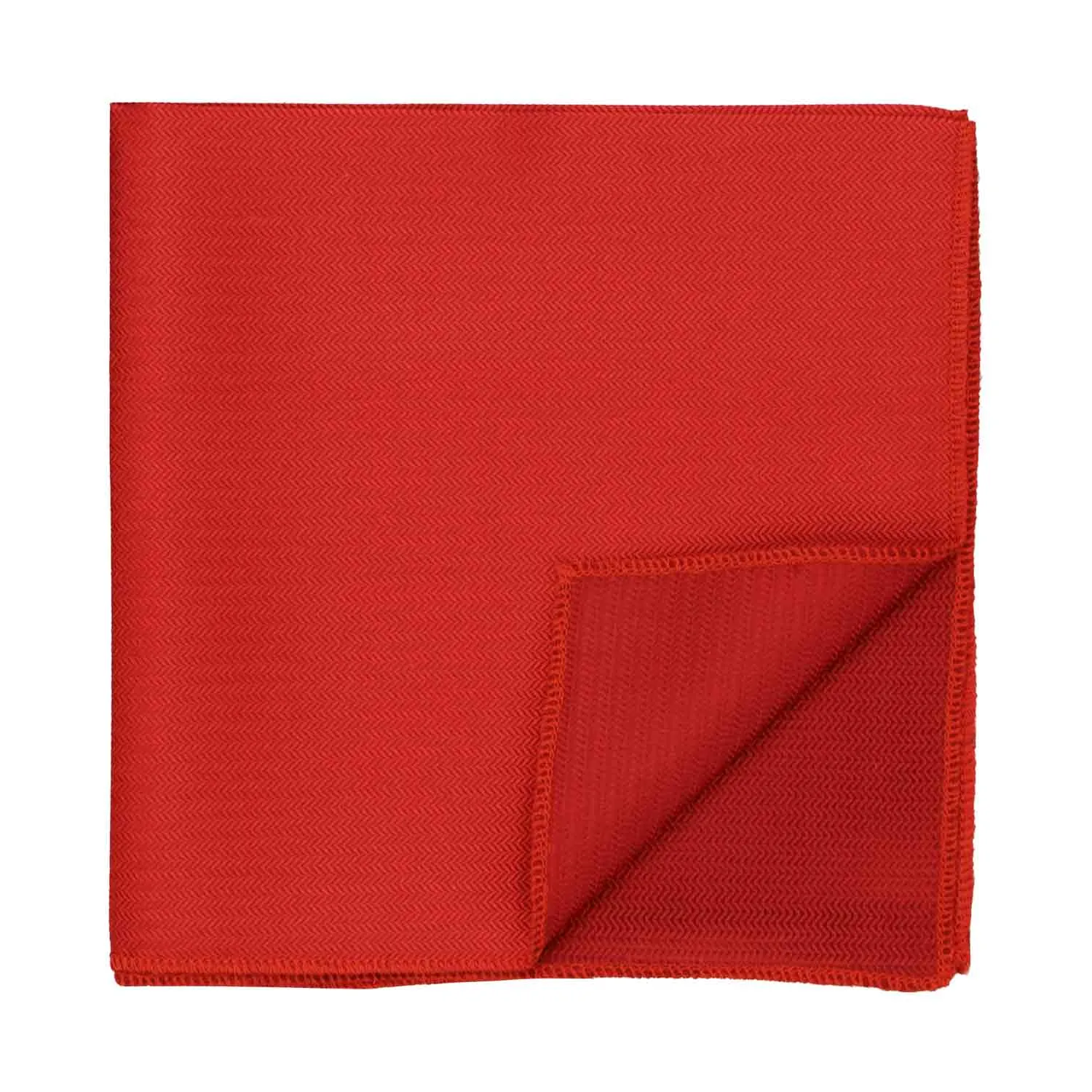 Red Herringbone Silk Pocket Square