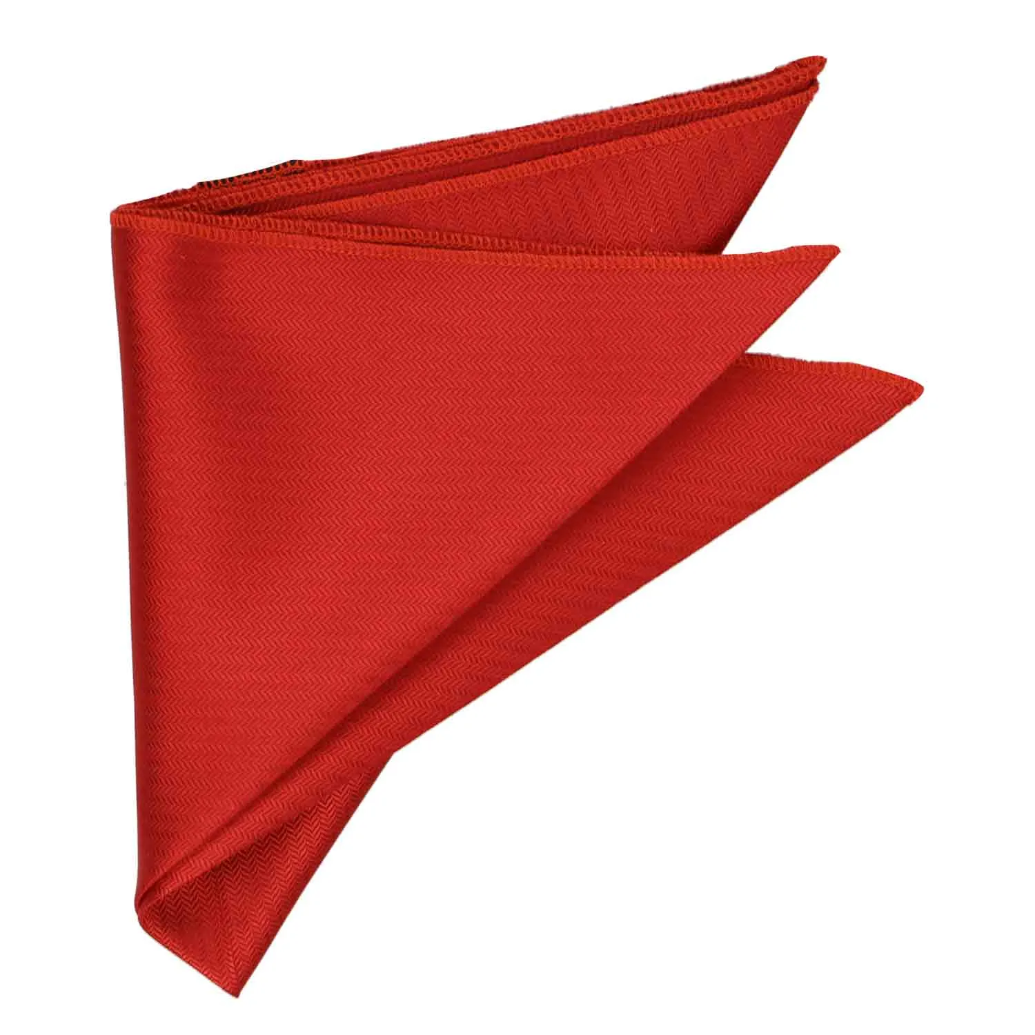 Red Herringbone Silk Pocket Square