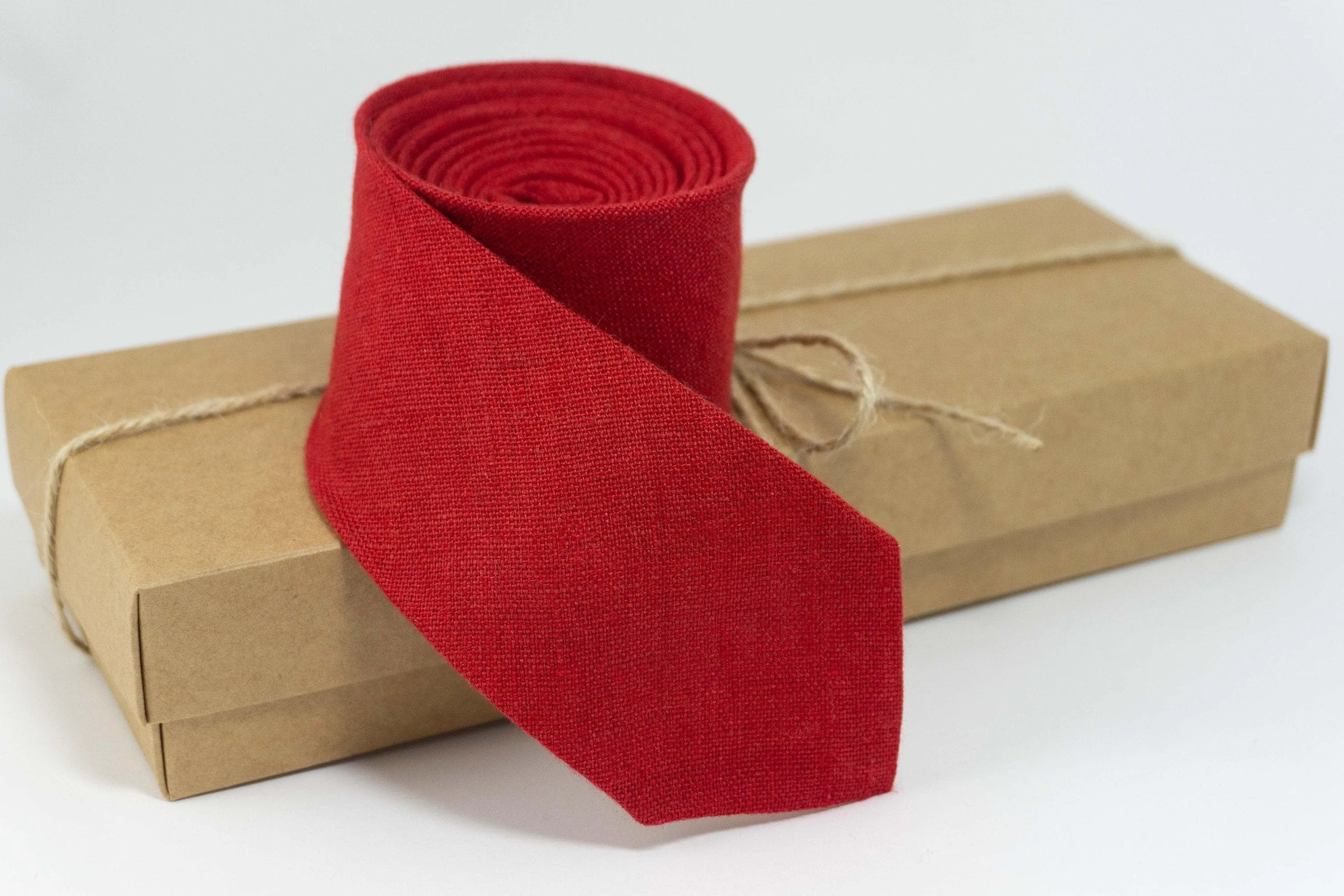 Red Linen Necktie | Striking Wedding Accessory