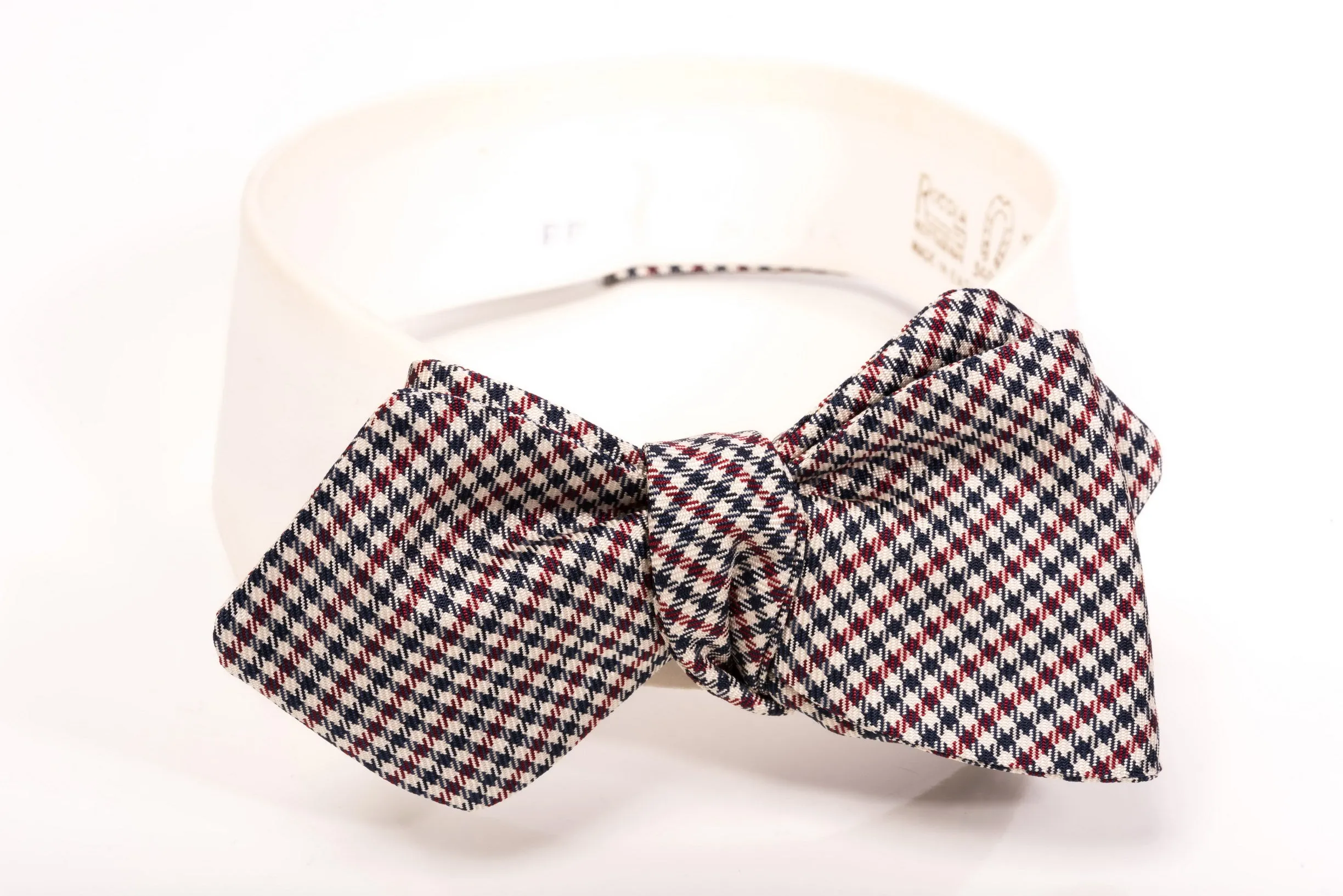 Red, White & Blue Shepherd's Check Silk Diamond Bow Tie