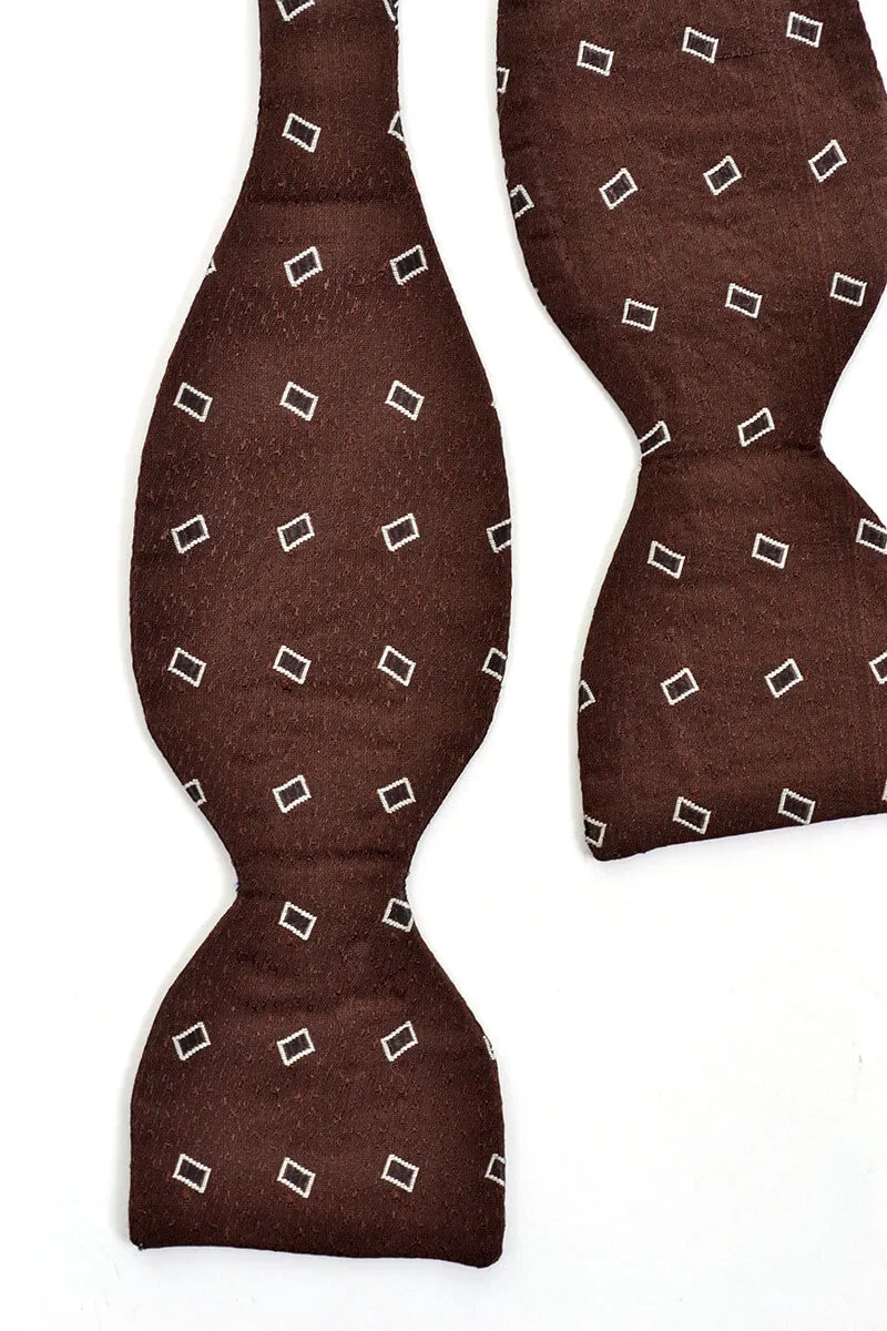 Reeslyde Brown Bow Tie With White Rectangles