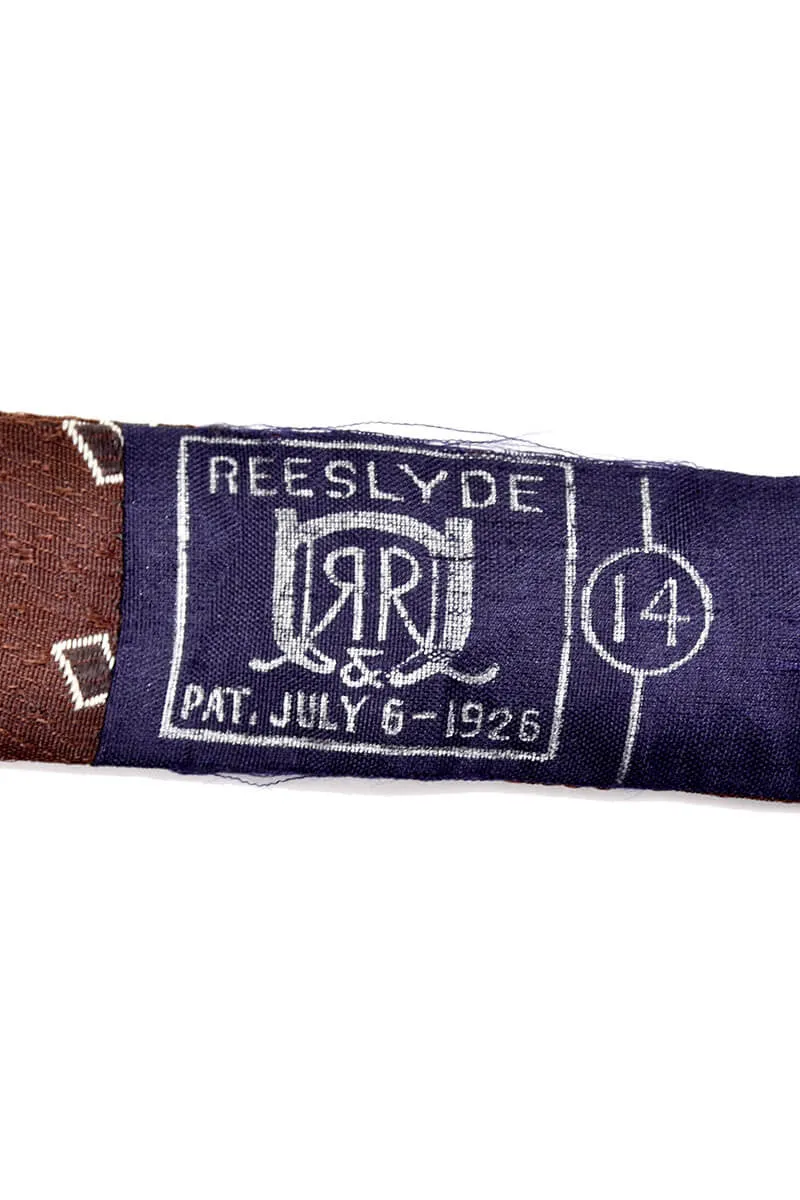 Reeslyde Brown Bow Tie With White Rectangles