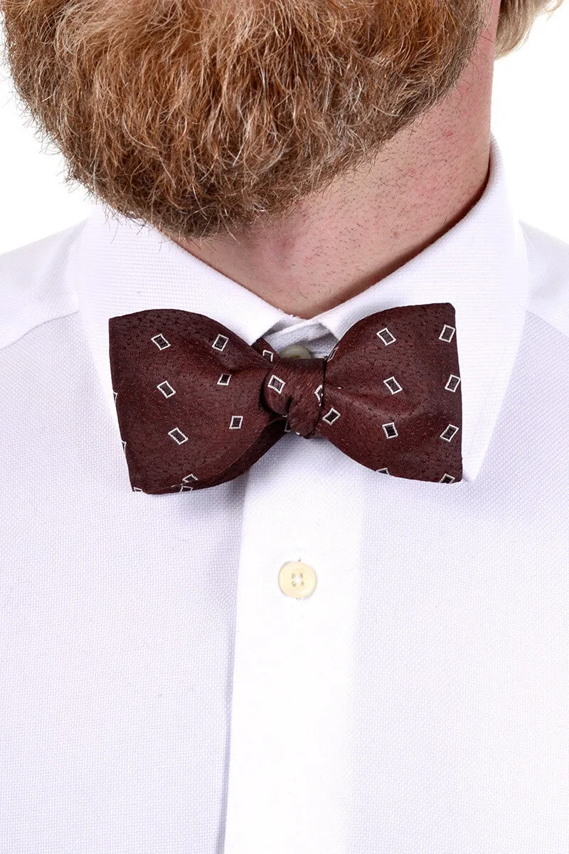 Reeslyde Brown Bow Tie With White Rectangles