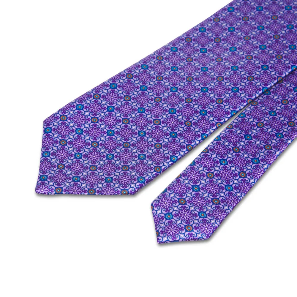 Renaissance Flowers Purple Duchesse Silk Tie