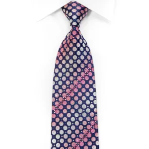 Renoma Rhinestone Silk Tie Purple Geometric Dots On Navy With Sparkles