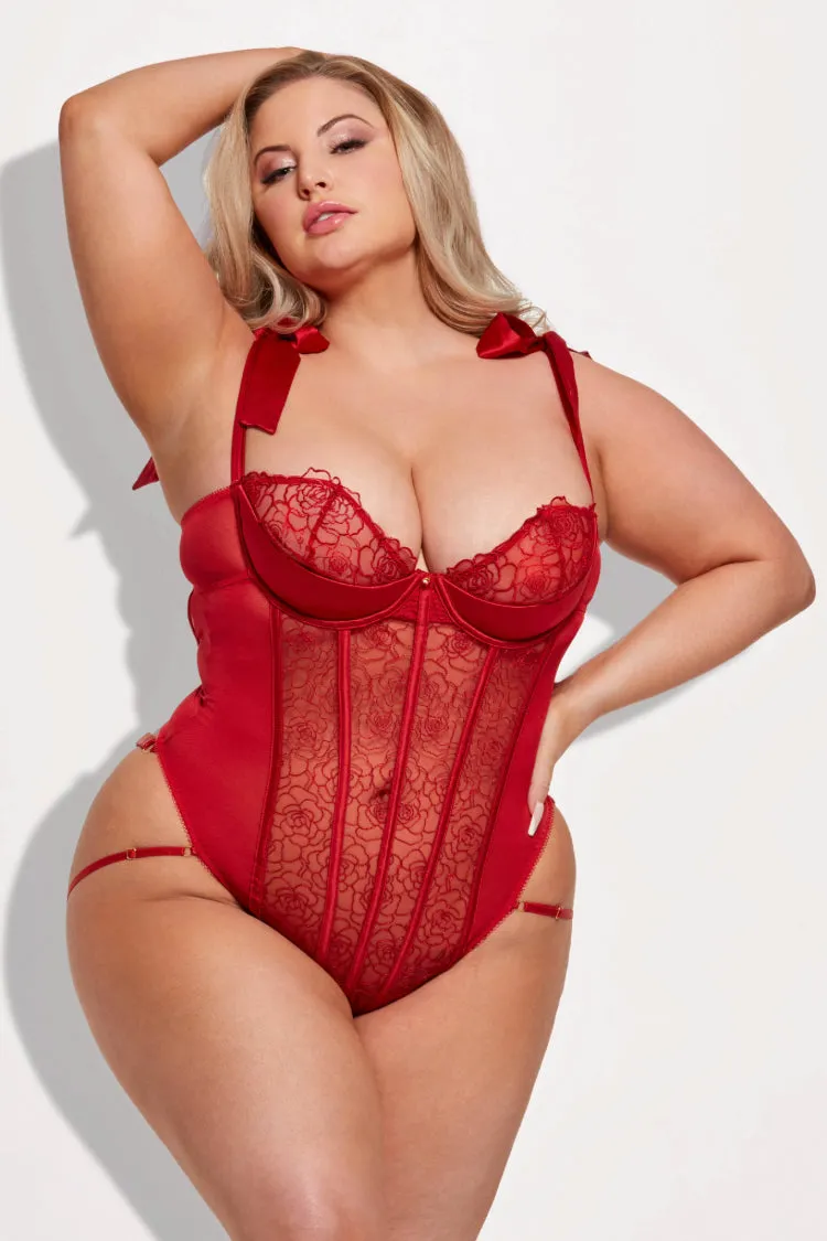 Rosalie Embroidered Lace Plus Size Teddy