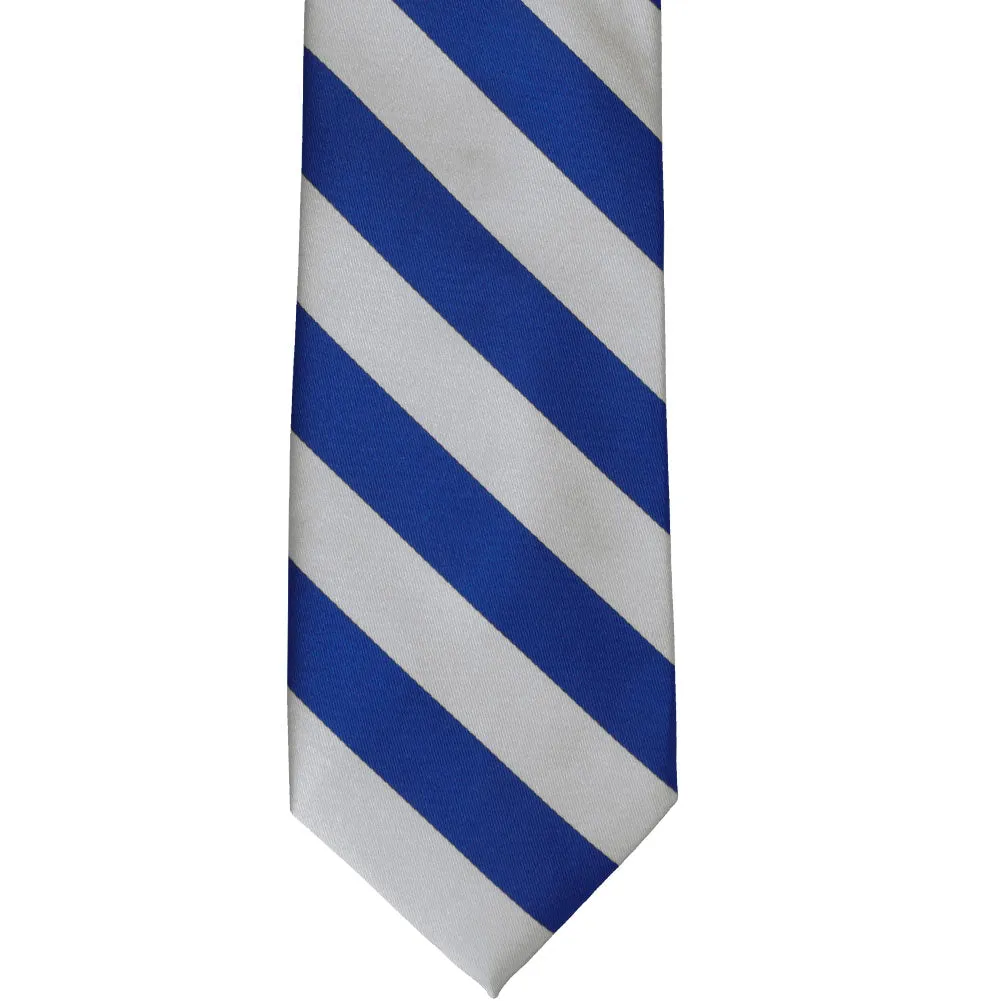 Royal Blue and Silver Striped Tie