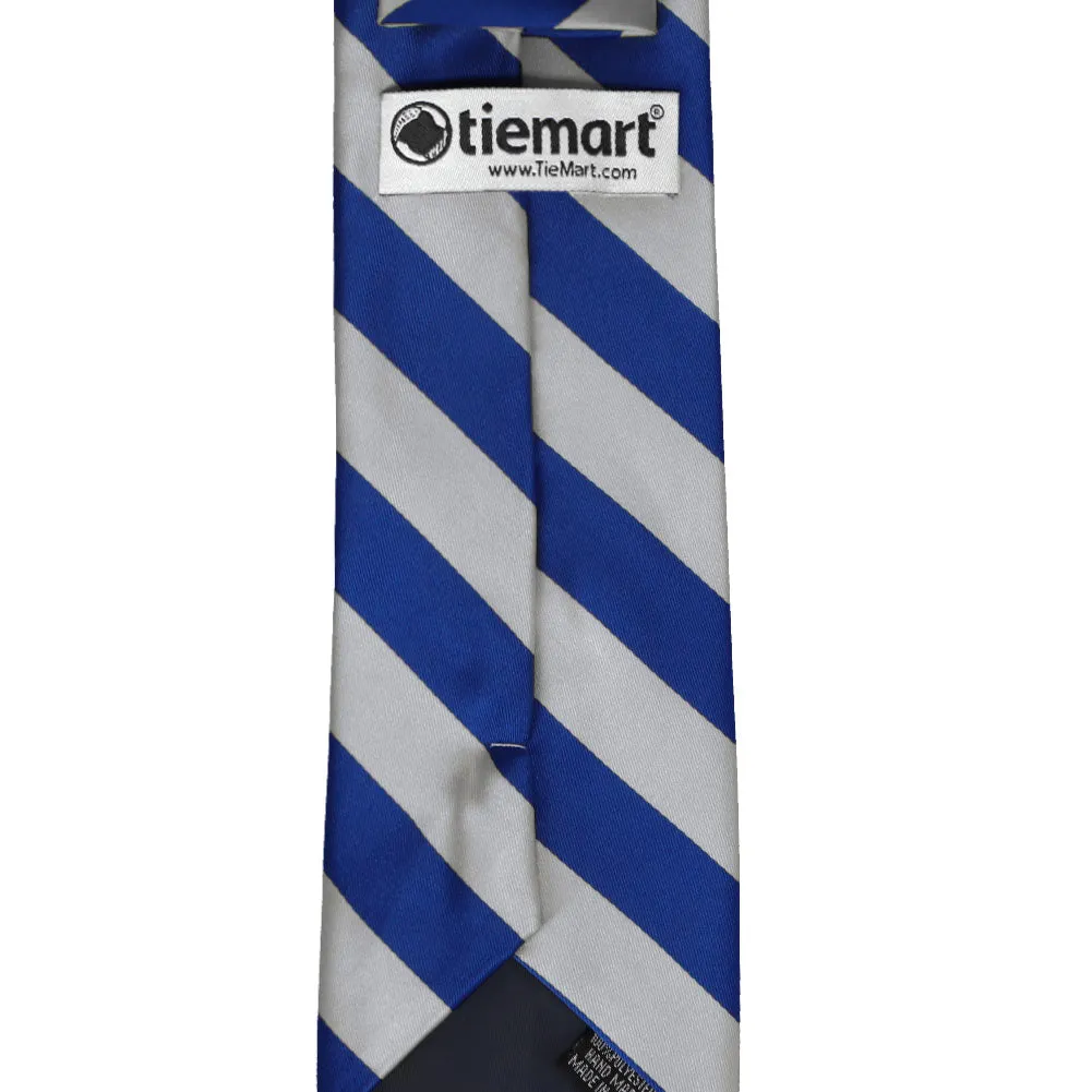 Royal Blue and Silver Striped Tie