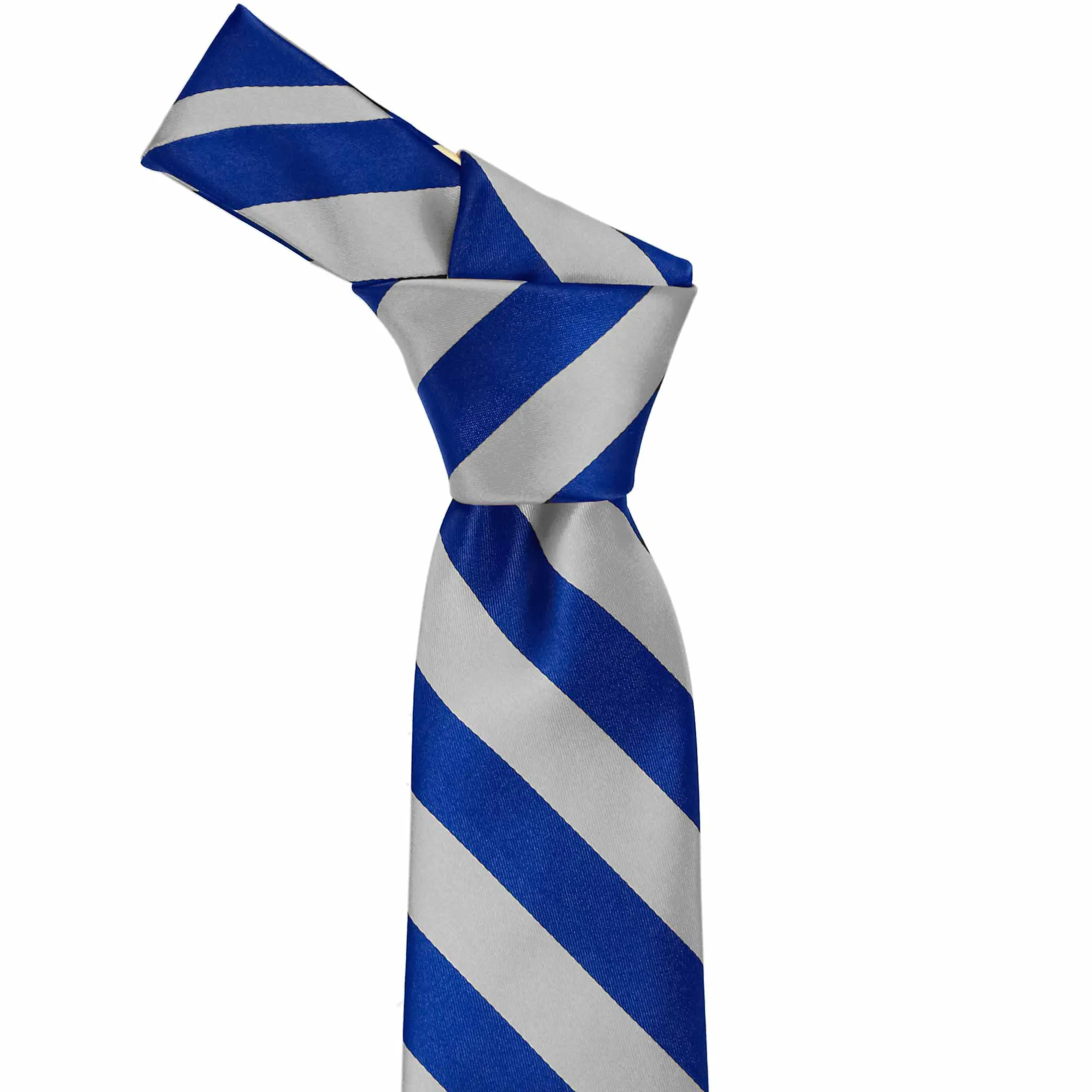 Royal Blue and Silver Striped Tie