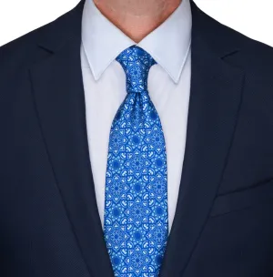 Royal Blue Medieval Flowers Duchesse Silk Tie