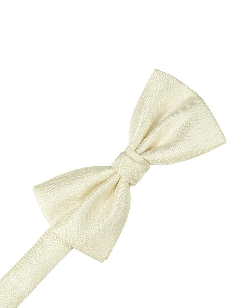 Sand Herringbone Bow Tie