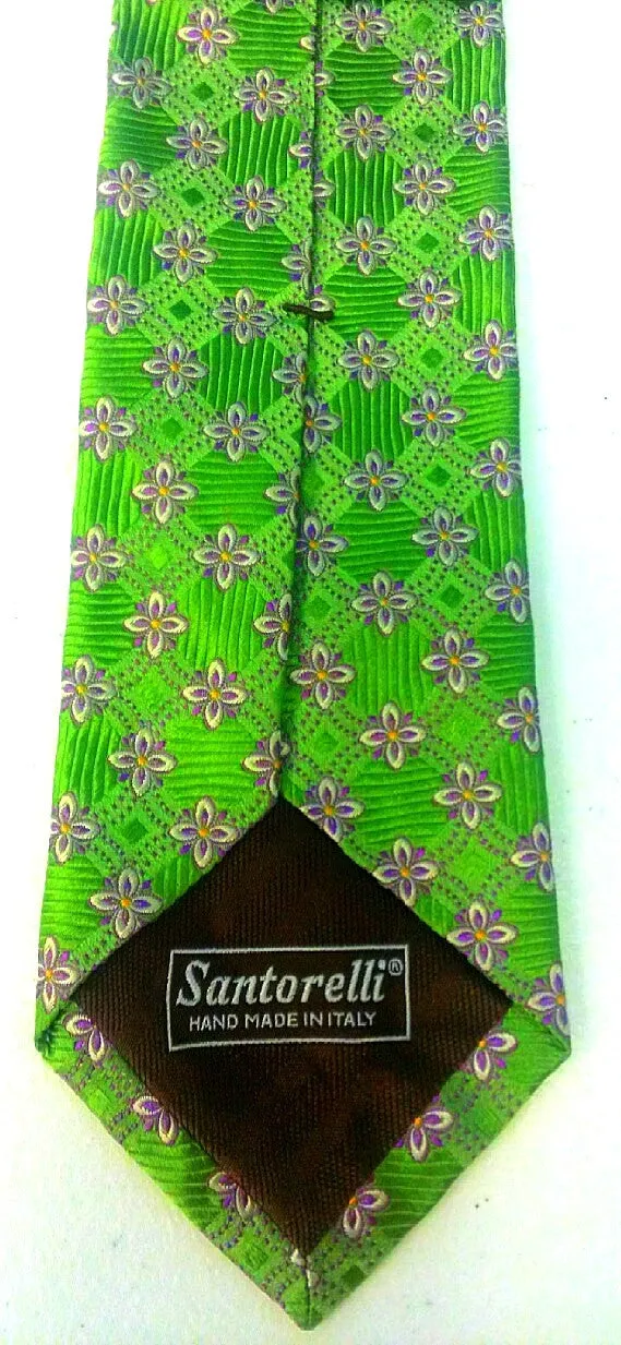 Santorelli Green Polka Dot Silk Tie