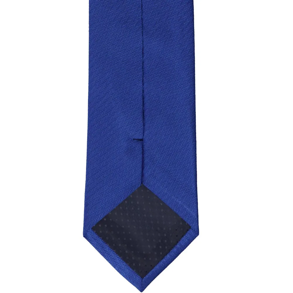 Sapphire Blue Herringbone Silk Necktie