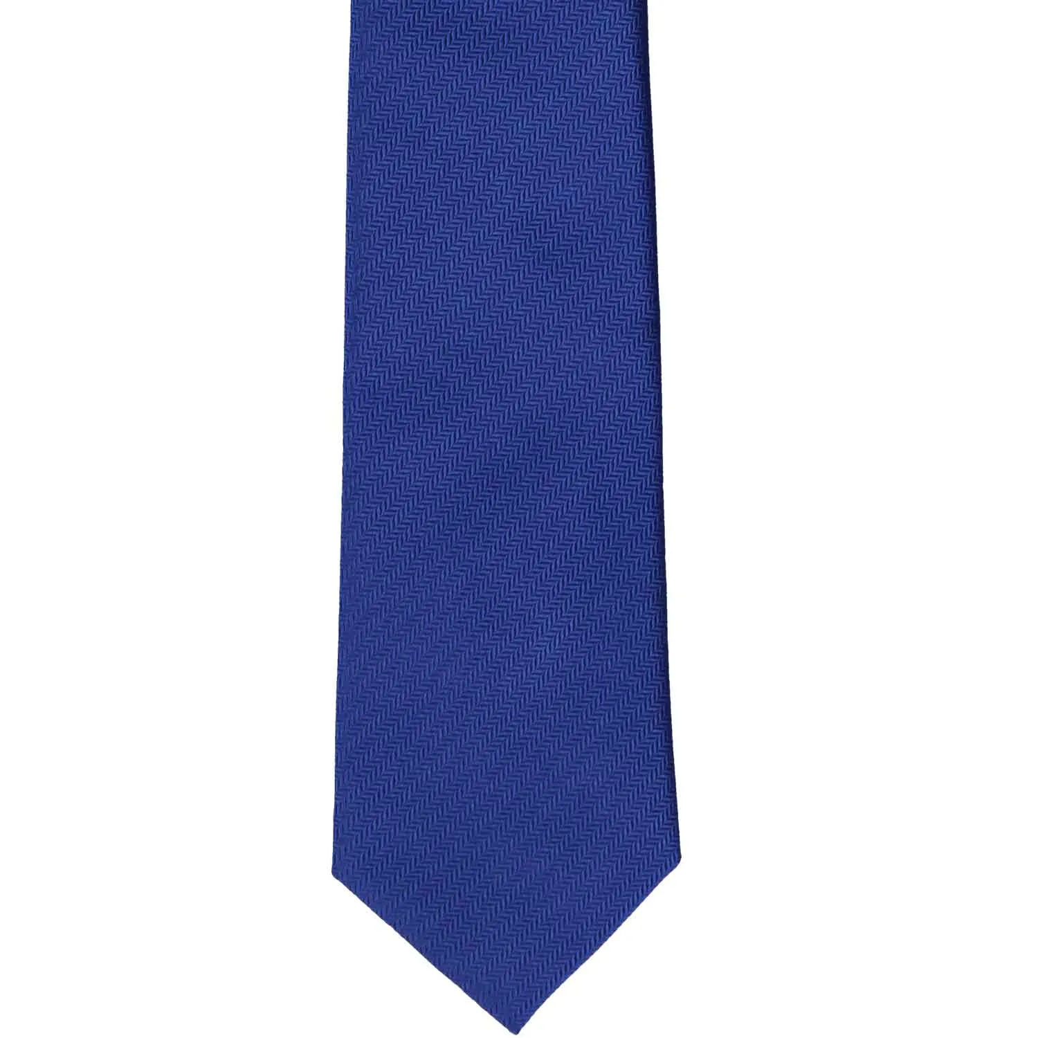 Sapphire Blue Herringbone Silk Slim Necktie, 2.5" Width