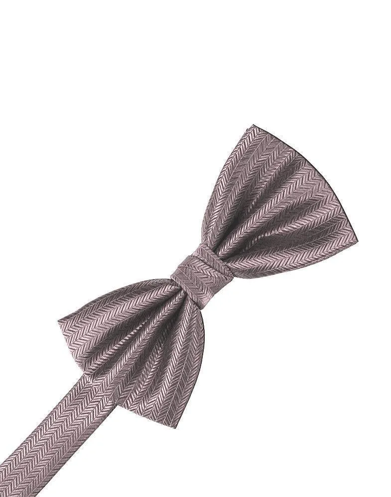 Silver Herringbone Bow Tie