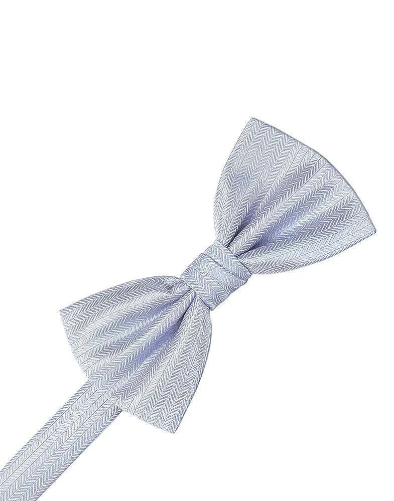 Silver Herringbone Bow Tie