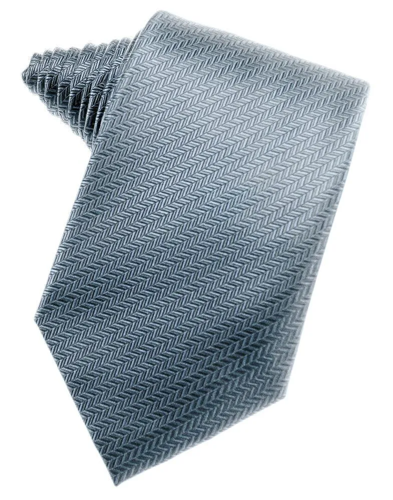 Silver Herringbone Necktie