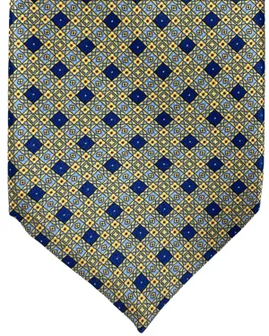 Stefano Ricci Silk Tie Orange Royal Blue Micro Pattern