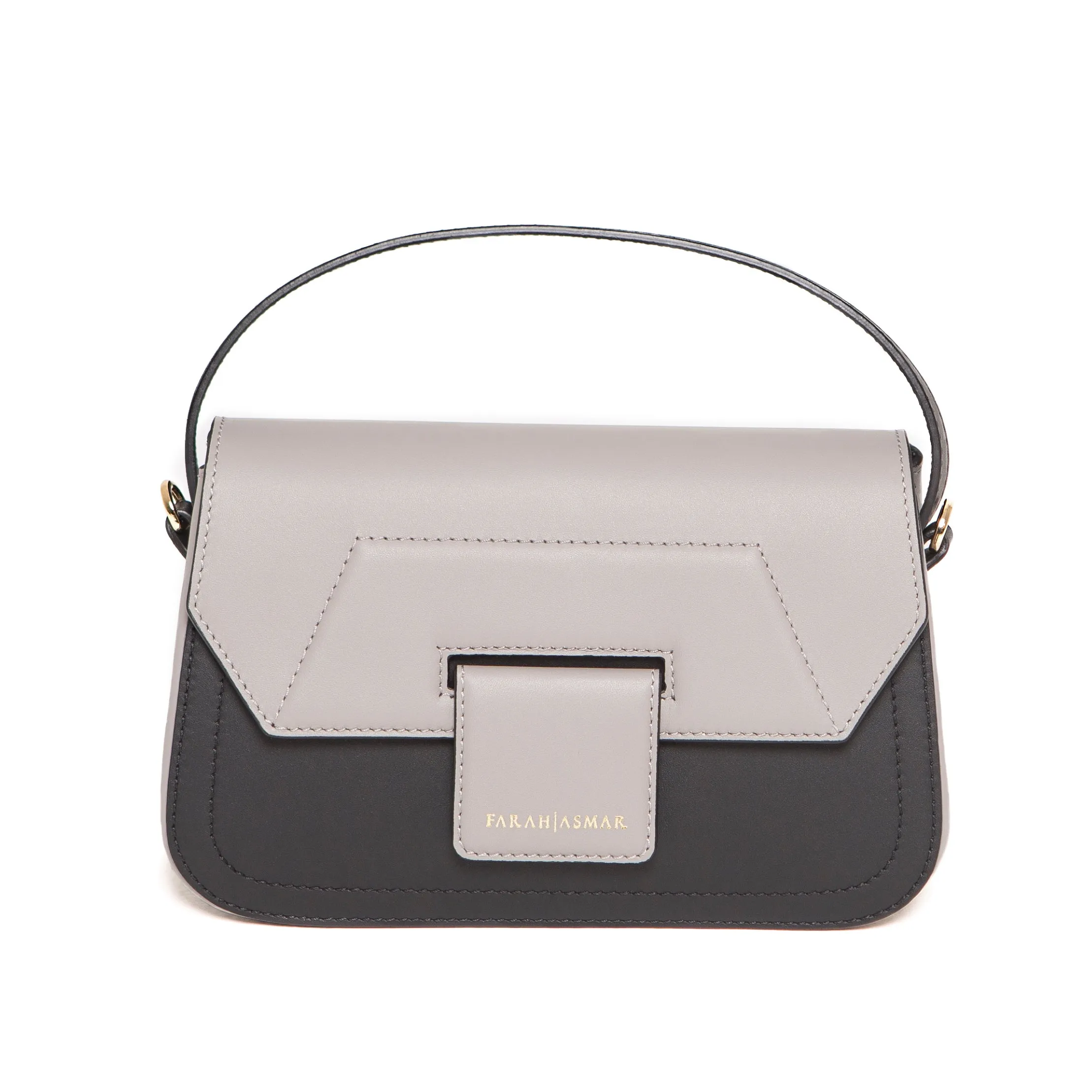 Stone Gray and Black Mira Shoulder Bag