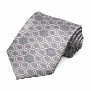 Taupe Analyst Geometric Silk Necktie