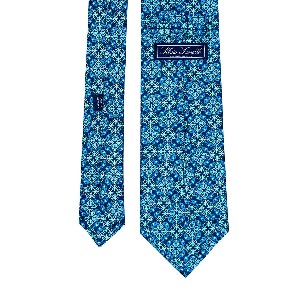 The Corvaja Blue Duchesse Silk Tie