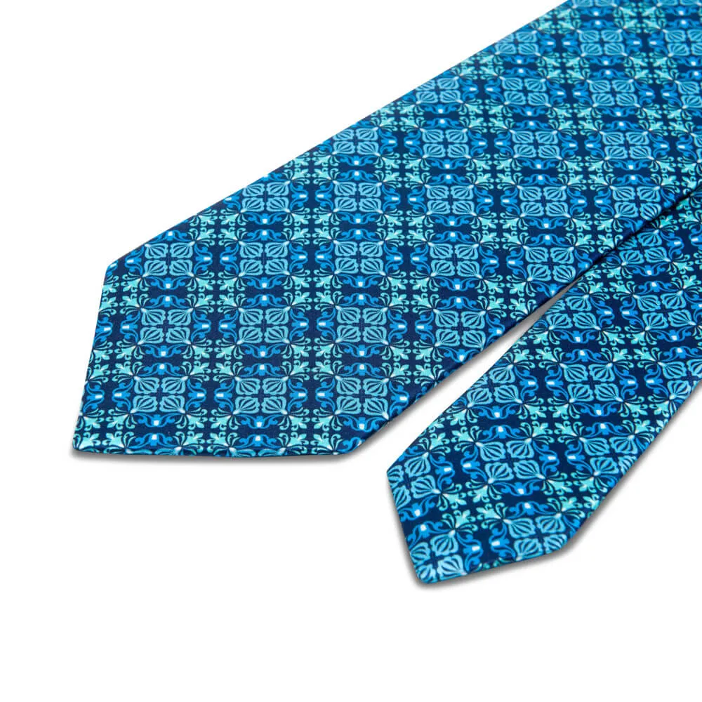 The Corvaja Blue Duchesse Silk Tie