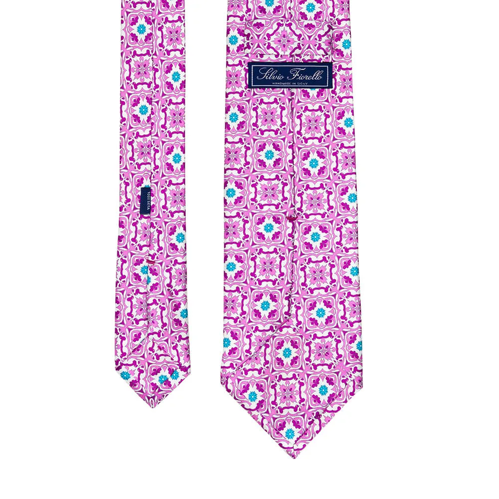 The Majolica of Taormina Pink Duchesse Silk Tie