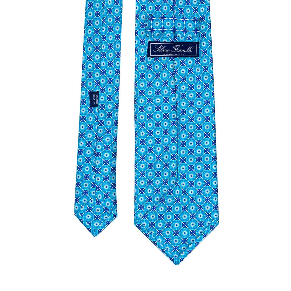 The Mazzarò Blue Duchesse Silk Tie