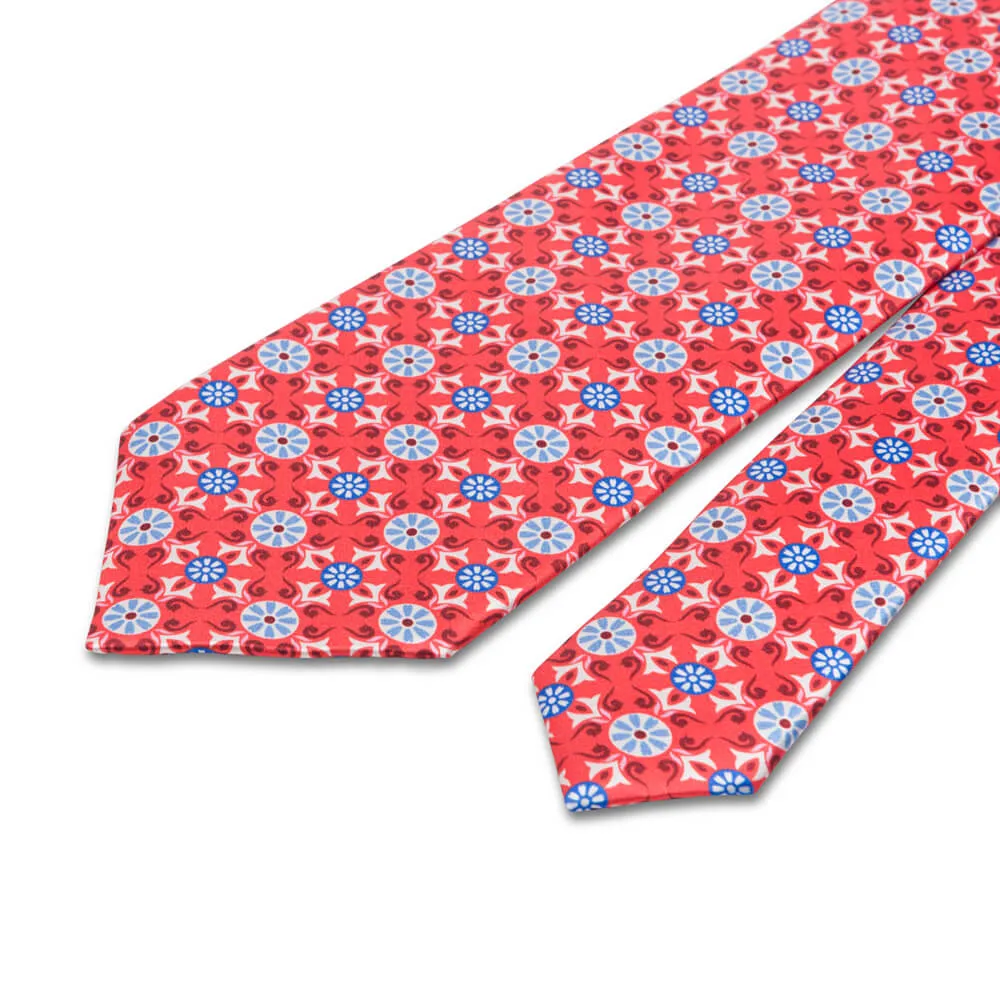 The Sicans Red and Blu Duchesse Silk Tie