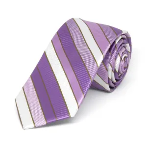 Thistle Purple Douglas Striped Slim Necktie, 2.5" Width