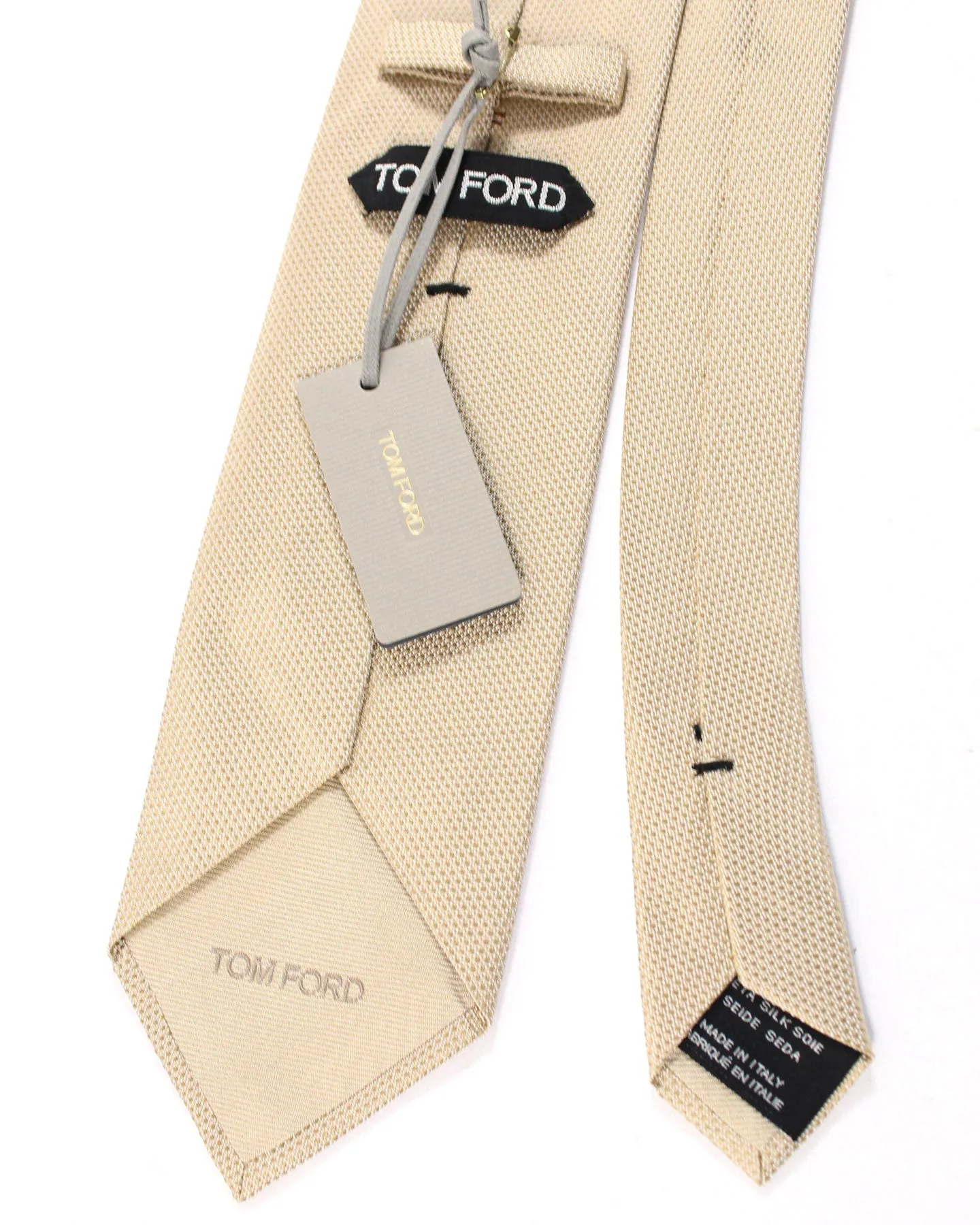 Tom Ford Silk Tie Taupe Cream Mini Dots Pattern SALE