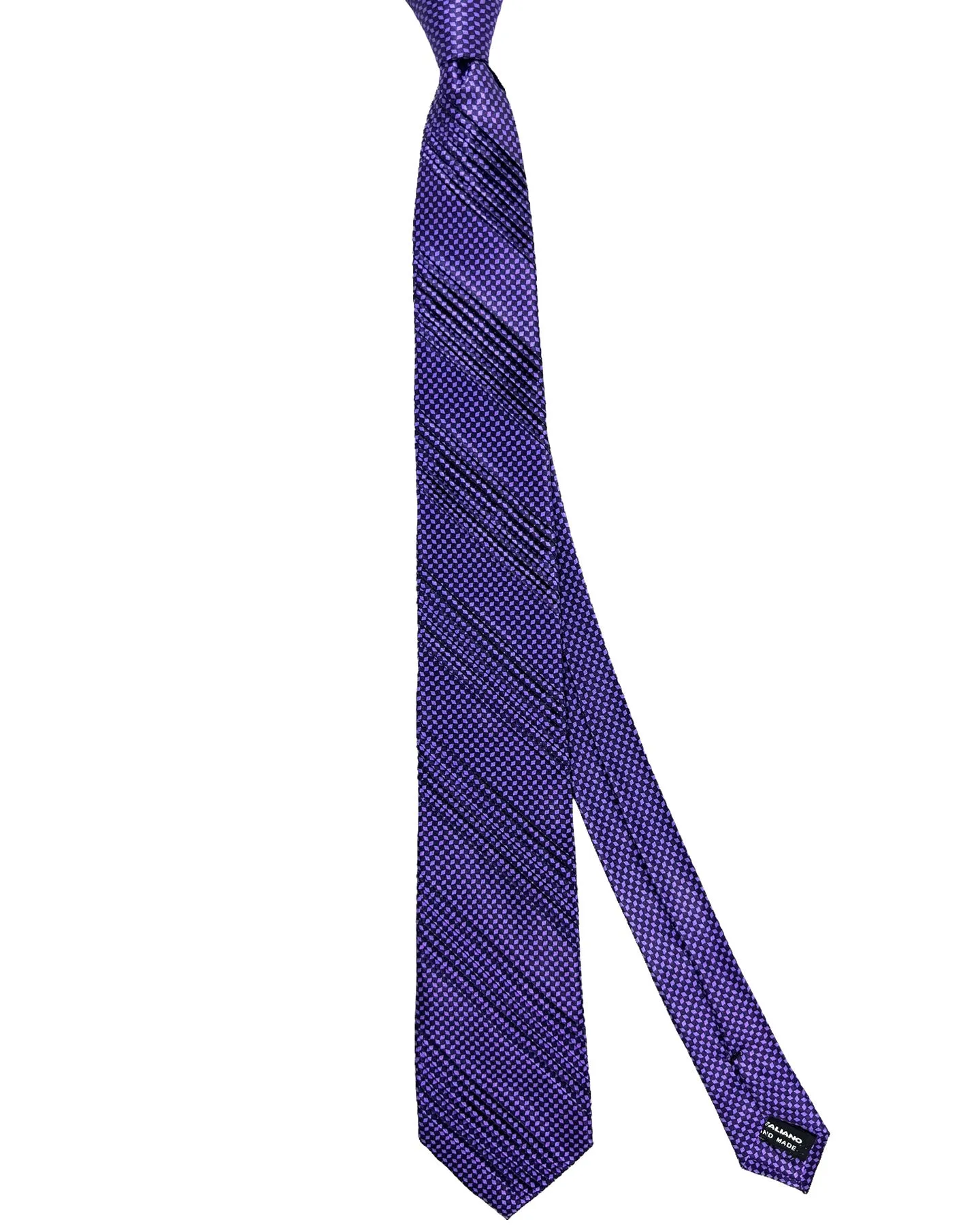 Vitaliano Pancaldi PLEATED SILK Tie Purple Micro Pattern Design