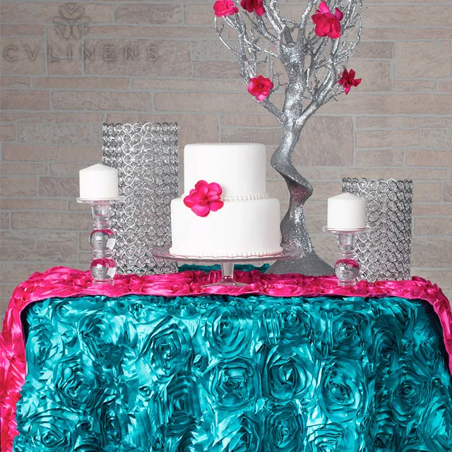 Wedding Rosette Satin Table Runner - Fuchsia